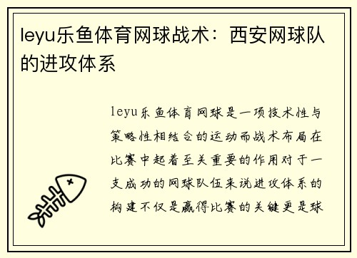 leyu乐鱼体育网球战术：西安网球队的进攻体系
